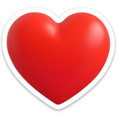 puffy heart, soft and rounded, vibrant red, cute and friendly sticker