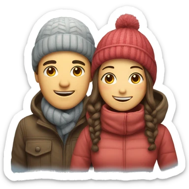 smiling couple in winter attire sticker