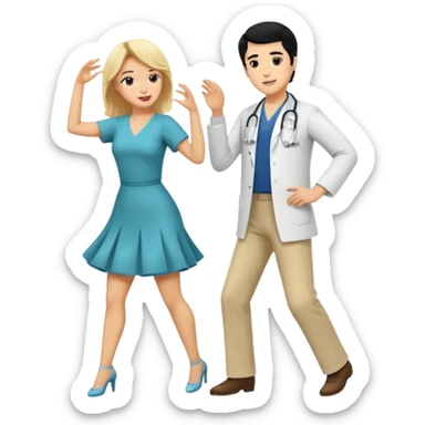 couple dancing full body a doctor black hair  woman blonde sticker