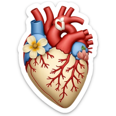 Anatomy heart + beige flowers sticker
