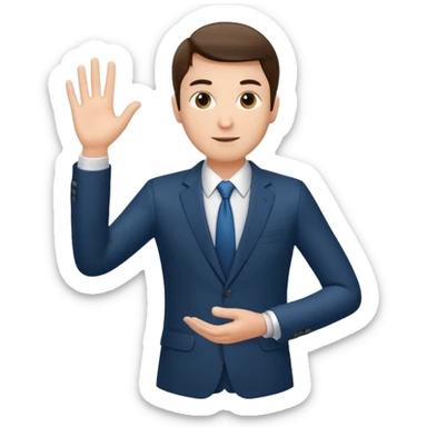 The businessman extends his hand to the side, as if he is about to take something. sticker