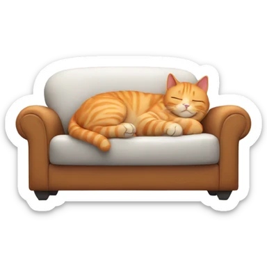 Sleeping snoring ginger cat on sofa sticker