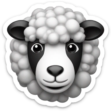 a paint with pencil of sheep face happy smiley icon, black and white sticker