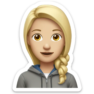 Blonde blue eyed female teacher wearing sweats and a hoodie  sticker