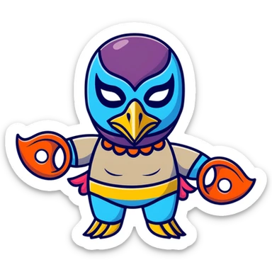 Louisiana themed luchador mask with pelican and New Orleans jazz elements sticker