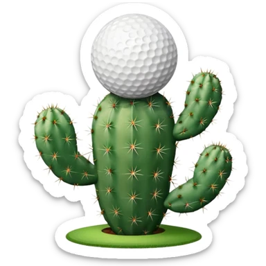 cactus trophy golf ball sticker