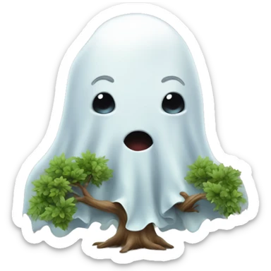 cute ghost with tree sticker