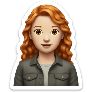 realistic portrait of a girl ginger hair sticker