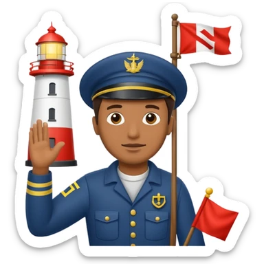 lighthouse Keeper raising signal flag sticker