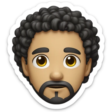 young light-skinned man with curly black hair with black tendrils goatee beard attitude of disgust sticker