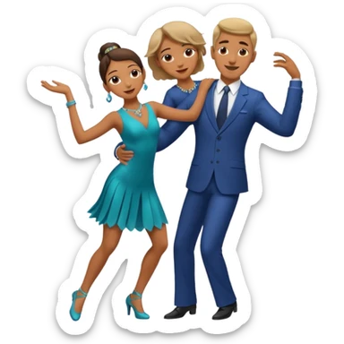 2 danseurs, une femme et un homme- la femme danse devant le mec, le mec est bcp plus grand qu'elle avec un gros nez- les bras de la femme sont autour du coup de l'homme  sticker