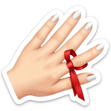 Red ribbon on ring finger sticker