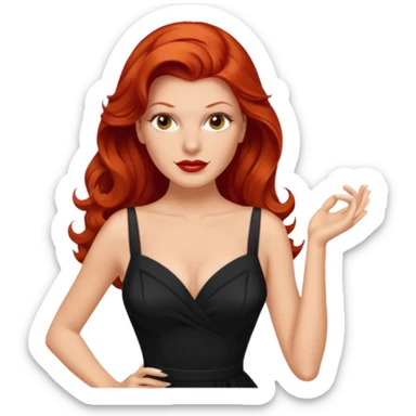 Rita Hayworth with long red hair, hazel eyes, black outfit sticker