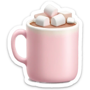 Light Pink mug of hot chocolate with marshmallows  sticker