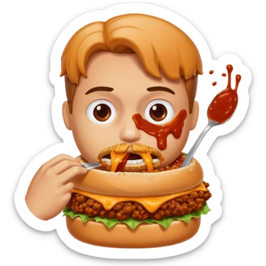 person eating sloppy joe sticker