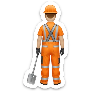Engineer in orange hi-vis overalls facing away sticker