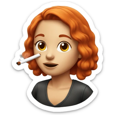 red haired girl smoking sticker