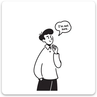 Chinese man with a thought bubble saying "I'm not sure." sticker