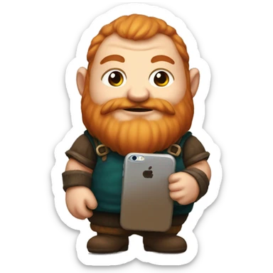 dwarf with iphone in hand sticker