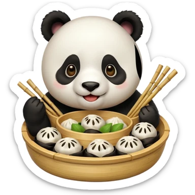 Panda eating momos sticker