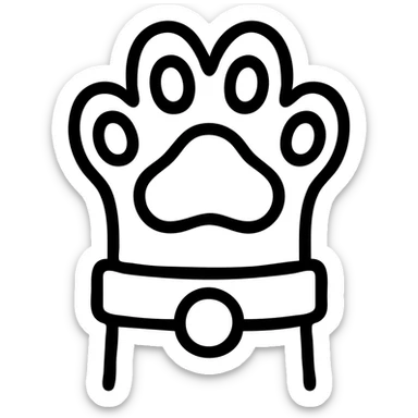 a cat paw with a collar, minimal icon sticker