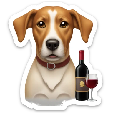Dog drinking wine sticker