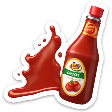 bottle of sauce spilling sticker
