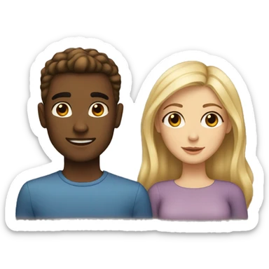 blonde girl with brown eyes and a guy with brown hair and brown eyes sticker