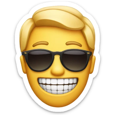 2D emoji with sunglasses and teeth sticker