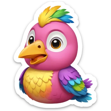 Bird singing with eyes closed and face looking upward. Cute color sticker