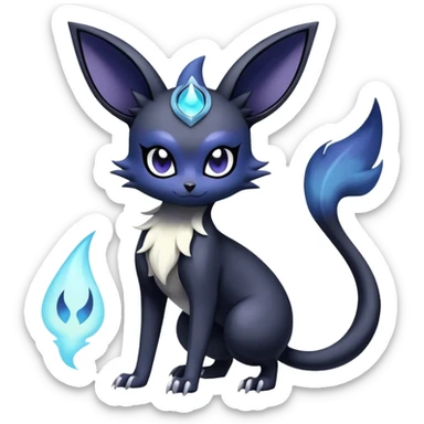 Nebulae Edgy Gothic Noibat-Meowstic-Umbreon-Fakémon-hybrid-creature (full body)  sticker