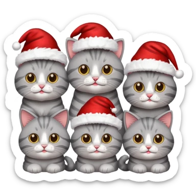 grey cats with Christmas hats sticker