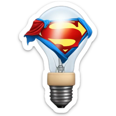 bulb with superman cape not male with a proud face sticker