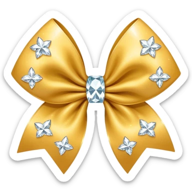 A diamonted cheer bow in gold just diamonte in middle tiny ones sticker