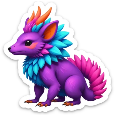 Dark vibrant pastel bright neon colorful edgy exotic painted Fakémon-Pokémon-Vernid-creature sticker