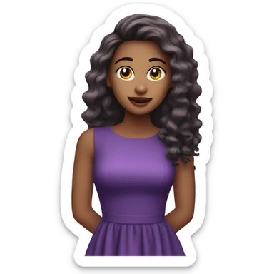 a singer girl, 17 y.o, purple midi dress, beautiful hair sticker