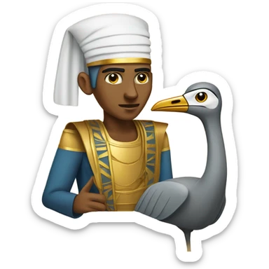 egyptian hieroglyphic of an egyptian man with the head of a crane sticker