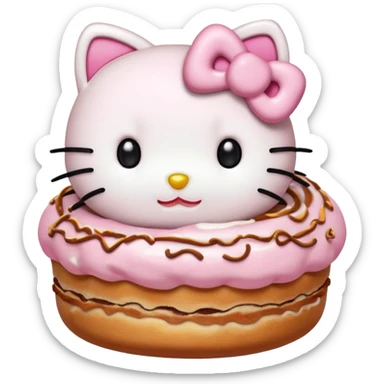 my emoji is hellokitty with cinnamon roll sticker