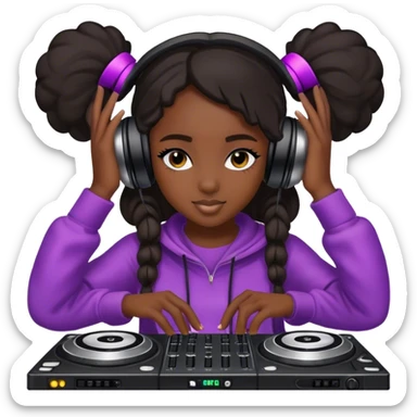 Black teen girl DJ  sticker