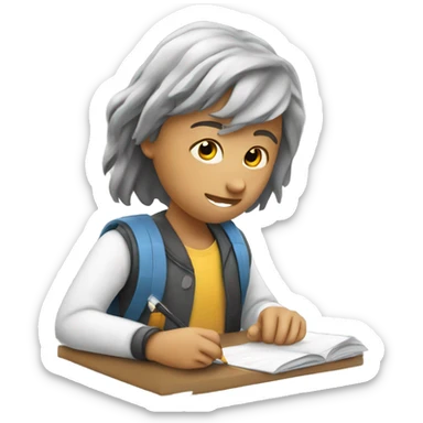 student making up an assignment sticker