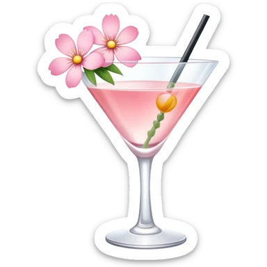 Cocktail with light pink flowers sticker
