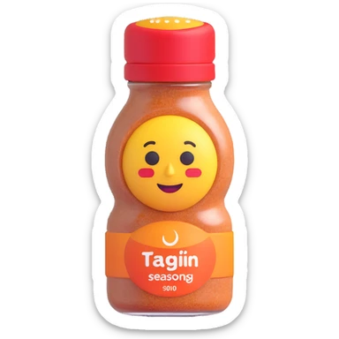 a bottle of Tajín seasoning, soft and rounded 3D emoji style sticker