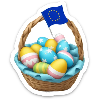 easter basket with eu flag eggs sticker