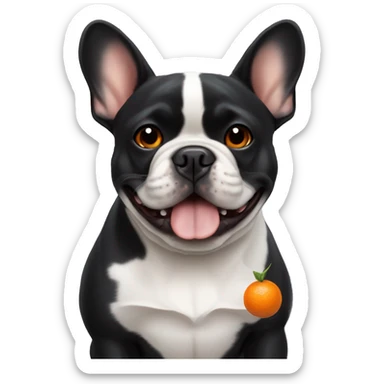 Black French bulldog with white chest and orange shiba inu  sticker