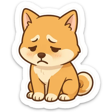 The Shiba Inu sat there in a cowardly manner, looking ashamed. sticker
