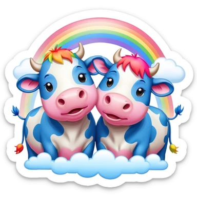 gay cows rainbow in love sticker