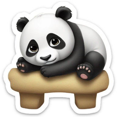 Sad baby panda dreaming about big panda sticker