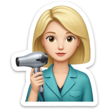 peluquera con secador de pelo y peine en la mano sticker