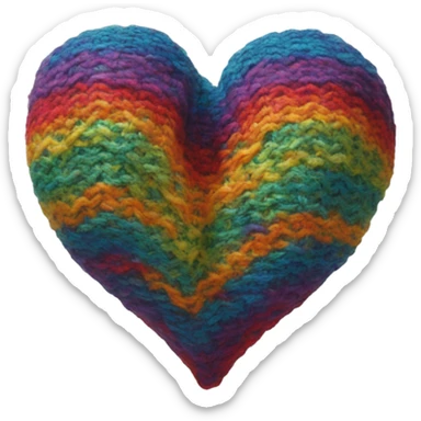 Rainbow knitted heart sticker
