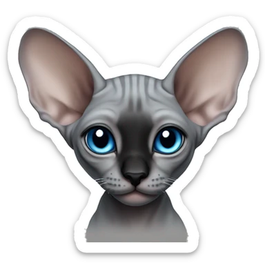 “Gray Sphynx kitten with a black face and blue eyes sticker